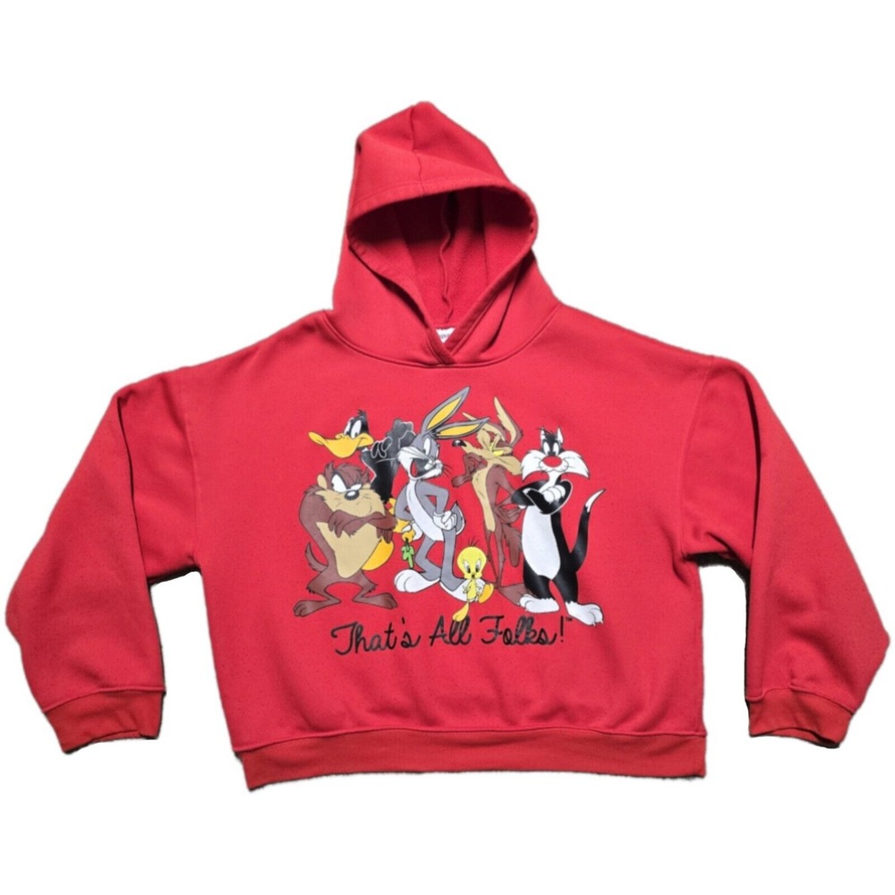 VTG Y2K Womens Looney Tune Character Hoodie Red Size XL